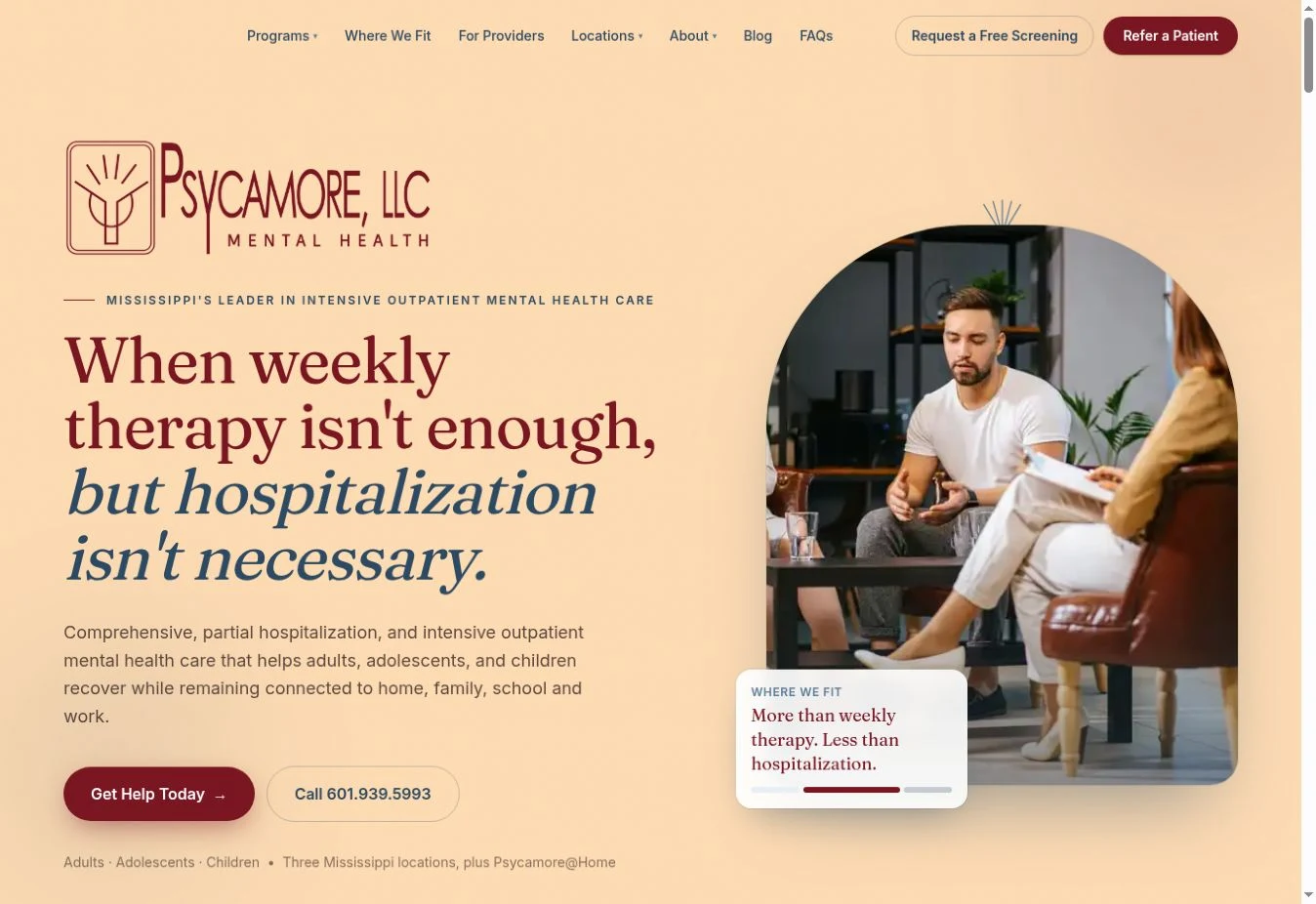 Psycamore website preview